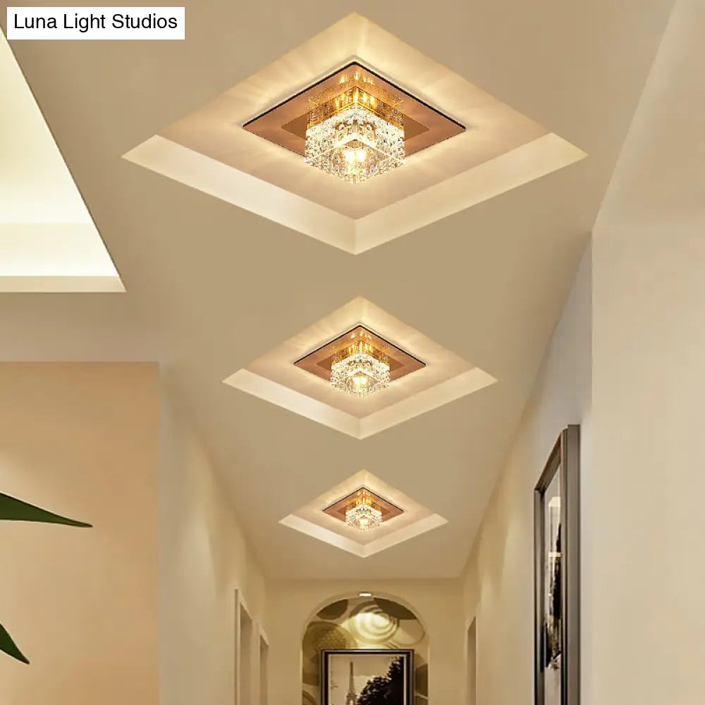 Minimalist Led Crystal Flush Mount For Corridor Lighting