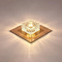 Minimalist Led Crystal Flush Mount For Corridor Lighting Tan / Warm