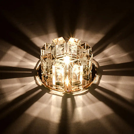 Minimalist Led Crystal Flush Mount Light: Blossom Shade Corridor Fixture Amber