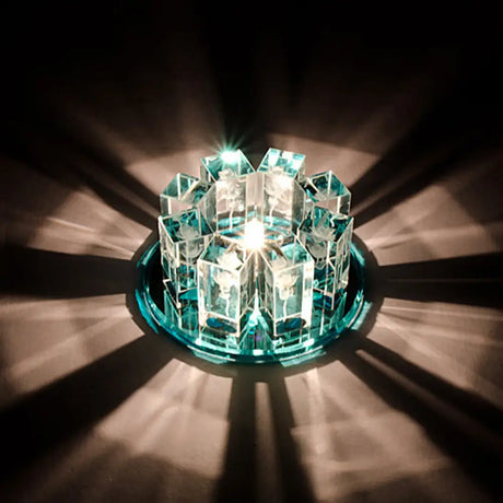Minimalist Led Crystal Flush Mount Light: Blossom Shade Corridor Fixture Blue