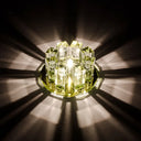 Minimalist Led Crystal Flush Mount Light: Blossom Shade Corridor Fixture Gold