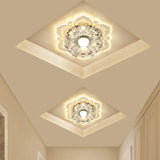 Minimalist Led Flower Crystal Flush Mount Ceiling Lamp - Warm/Multi Color Lighting Clear / Warm