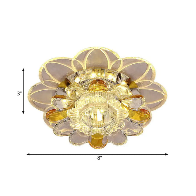 Minimalist Led Flush Mount Ceiling Light With Petal Clear Crystal Shade In Warm/White/Multi Color