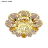 Minimalist Led Flush Mount Ceiling Light With Petal Clear Crystal Shade In Warm/White/Multi Color