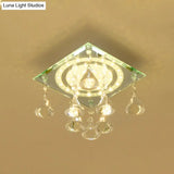 Minimalist Led Flush Mount Crystal Square Ceiling Light For Corridors