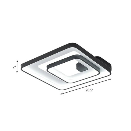 Minimalist Led Flush Mount Light In Black White/Warm - Square Frame Design