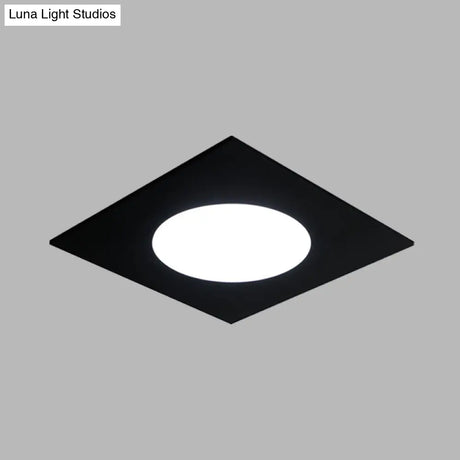 Minimalist Led Flush Mount Light In Metallic Squared Design With White/Warm