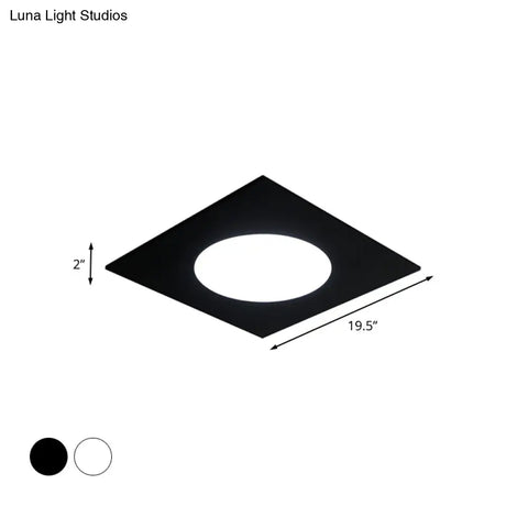 Minimalist Led Flush Mount Light In Metallic Squared Design With White/Warm