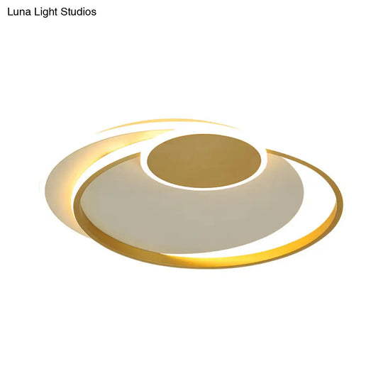 Minimalist Led Gold Flush Mount Lamp - Metallic Shade Warm/White Light 16.5/20.5 W
