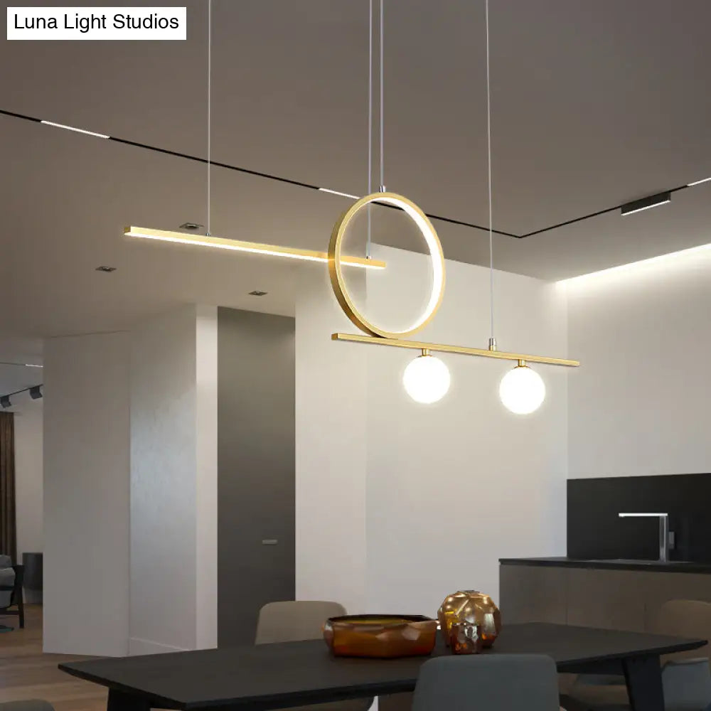 Minimalist Led Island Ceiling Light With Globe Acrylic Shade For Dining Room And Kitchen Gold /