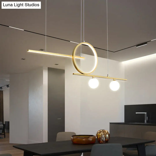 Minimalist Led Island Ceiling Light With Globe Acrylic Shade For Dining Room And Kitchen Gold /