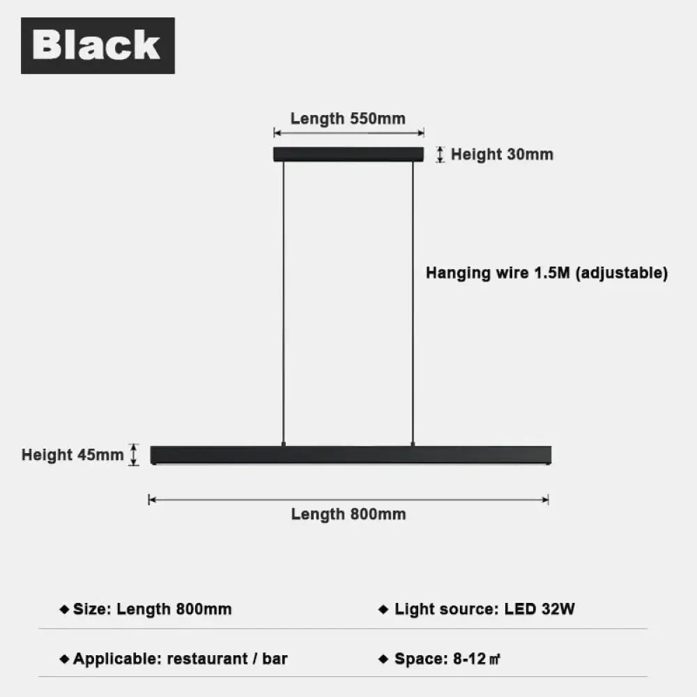Minimalist Led Long Bar Pendant Light for Dining Room Kitchen 80cm / Cold White pendant Light