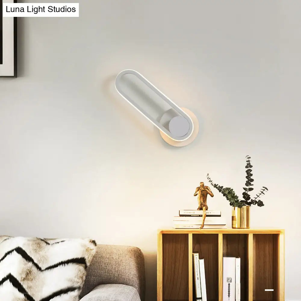 Minimalist Led Oval Wall Sconce Light For Living Room - Stylish Metal Mount Lighting