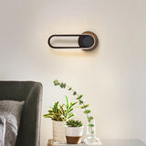 Minimalist Led Oval Wall Sconce Light For Living Room - Stylish Metal Mount Lighting Black / White