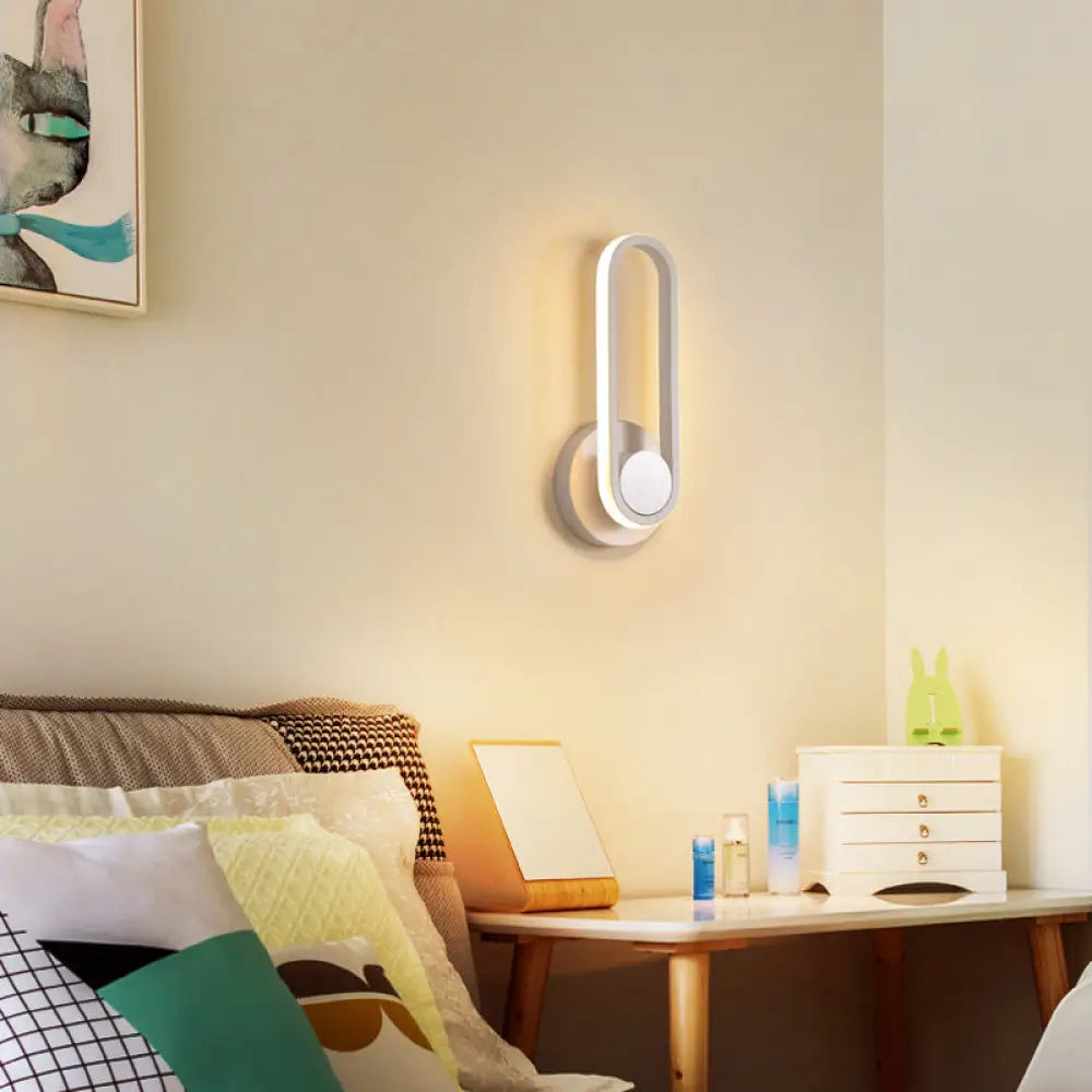 Minimalist Led Oval Wall Sconce Light For Living Room - Stylish Metal Mount Lighting White / Natural
