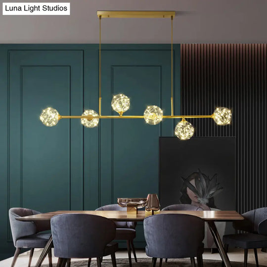 Minimalist Led Pendant Light With Clear Glass Sphere Shade And Brass Finish