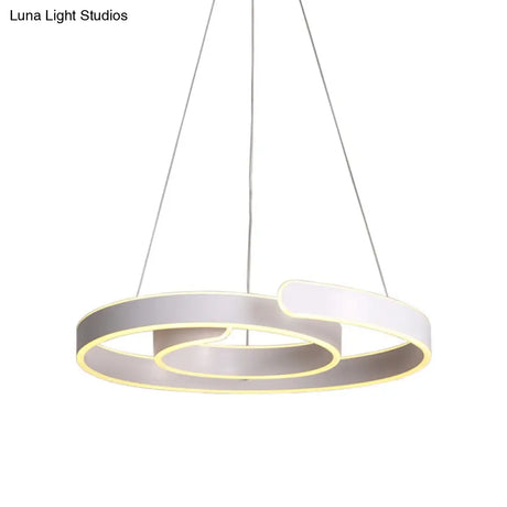 Minimalist Led Pendant Light With White Swirl Acrylic Chandelier - Warm/White Lighting For