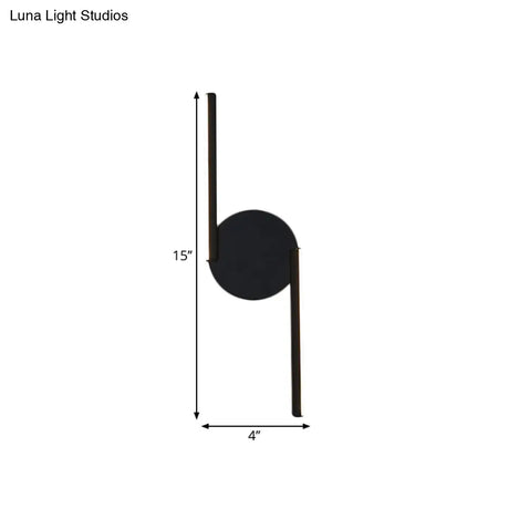 Minimalist Led Sconce In Warm/White Light For Hotels - Black Metal Wall Mounted Lamp