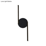 Minimalist Led Sconce In Warm/White Light For Hotels - Black Metal Wall Mounted Lamp
