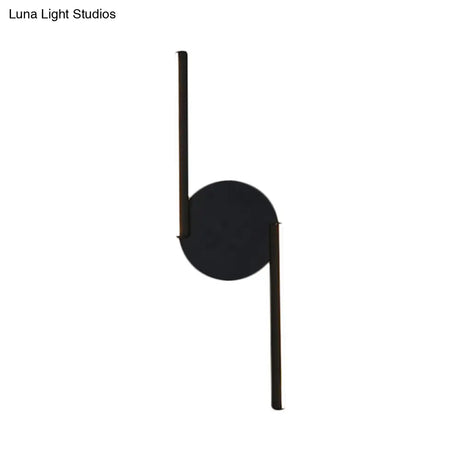 Minimalist Led Sconce In Warm/White Light For Hotels - Black Metal Wall Mounted Lamp