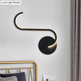 Minimalist Led Sconce In Warm/White Light For Hotels - Black Metal Wall Mounted Lamp