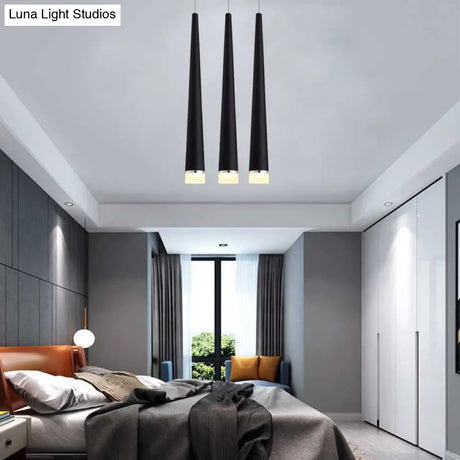 Minimalist Led Tapered Ceiling Light In White/Black With 3 Color Options