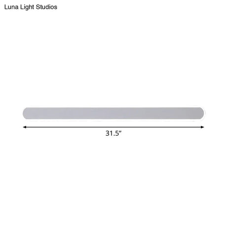 Minimalist Led Vanity Mirror Light - Oblong Flush Wall Sconce In Warm/White 16/23.5/31.5 Inch Length