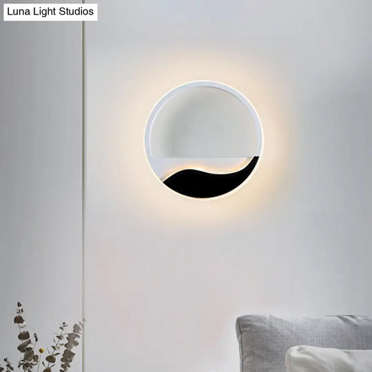 Minimalist Led Wall Light W/ Wave Patterned Acrylic Frame - Black/White Warm/White