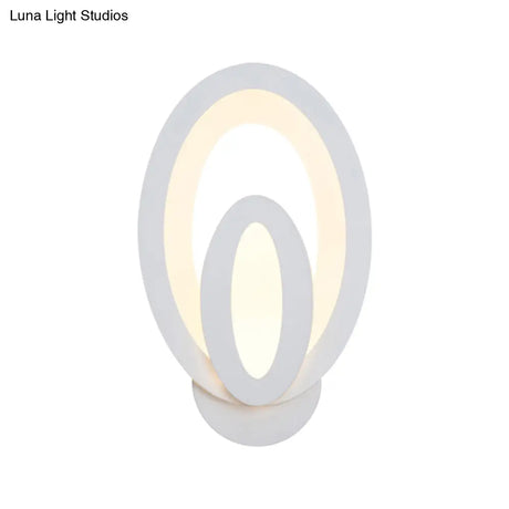 Minimalist Led Wall Sconce Light With Acrylic Shade - White Square/Oval Mounted Lamp Warm/White