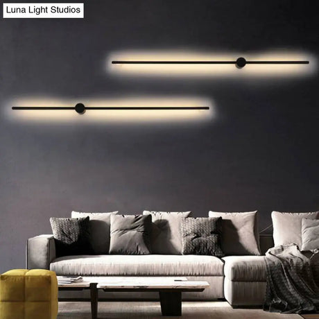 Minimalist Led Wall Sconce Lighting In Black Slim Rod Design - Heights Of 23.5 31.5 And 47 Ideal For