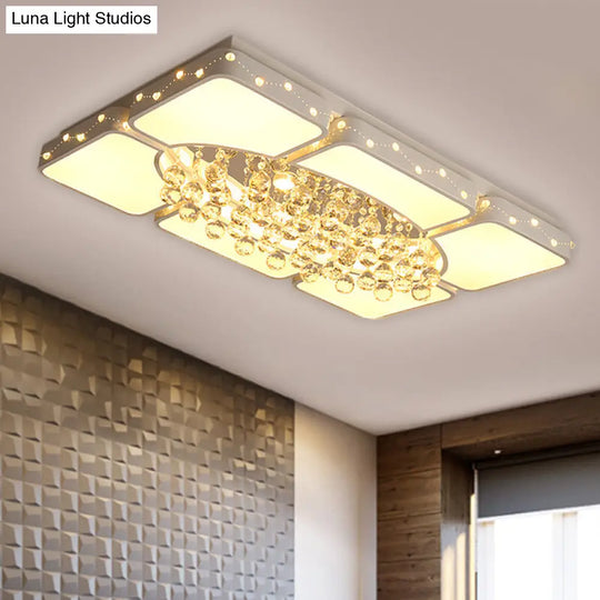 Minimalist Led White Ceiling Light With Crystal Accents