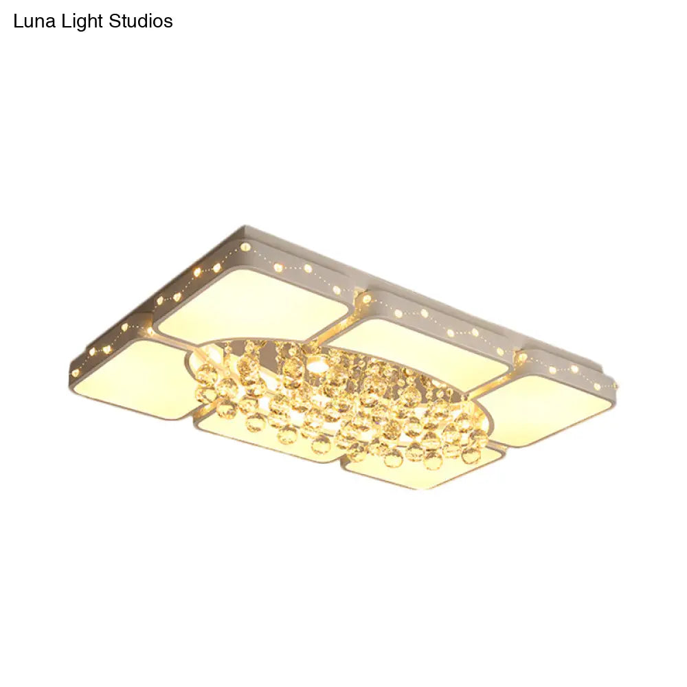Minimalist Led White Ceiling Light With Crystal Accents