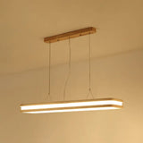 Minimalist Led Wood Rectangular Hanging Island Lamp - Acrylic Ceiling Suspension For Dinners / 47
