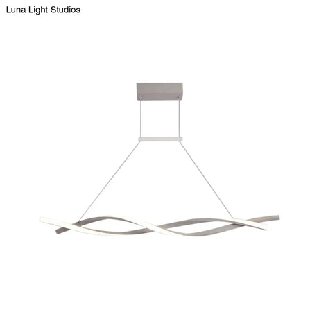 Minimalist Linear Led Pendant Light For Restaurants With Acrylic Shade - Black/Grey Warm/White