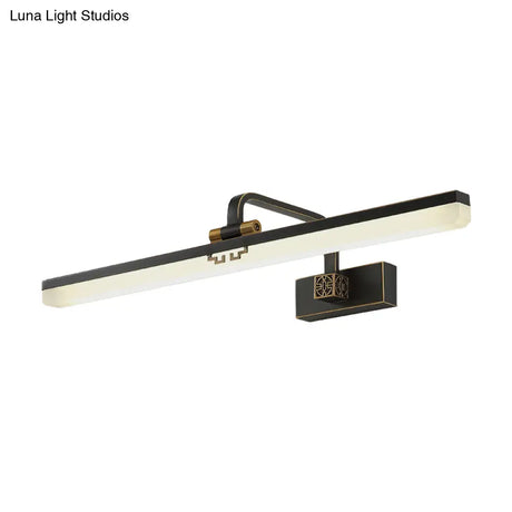 Minimalist Linear Led Wall Vanity Light & Metallic Mirror Cabinet - Black