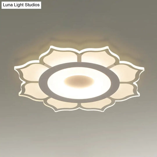 Minimalist Lotus Flush Mount Led Lighting For Living Room - Clear Acrylic Fixture