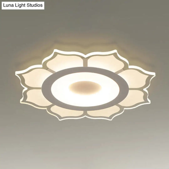 Minimalist Lotus Flush Mount Led Lighting For Living Room - Clear Acrylic Fixture