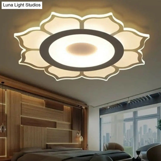 Minimalist Lotus Flush Mount Led Lighting For Living Room - Clear Acrylic Fixture