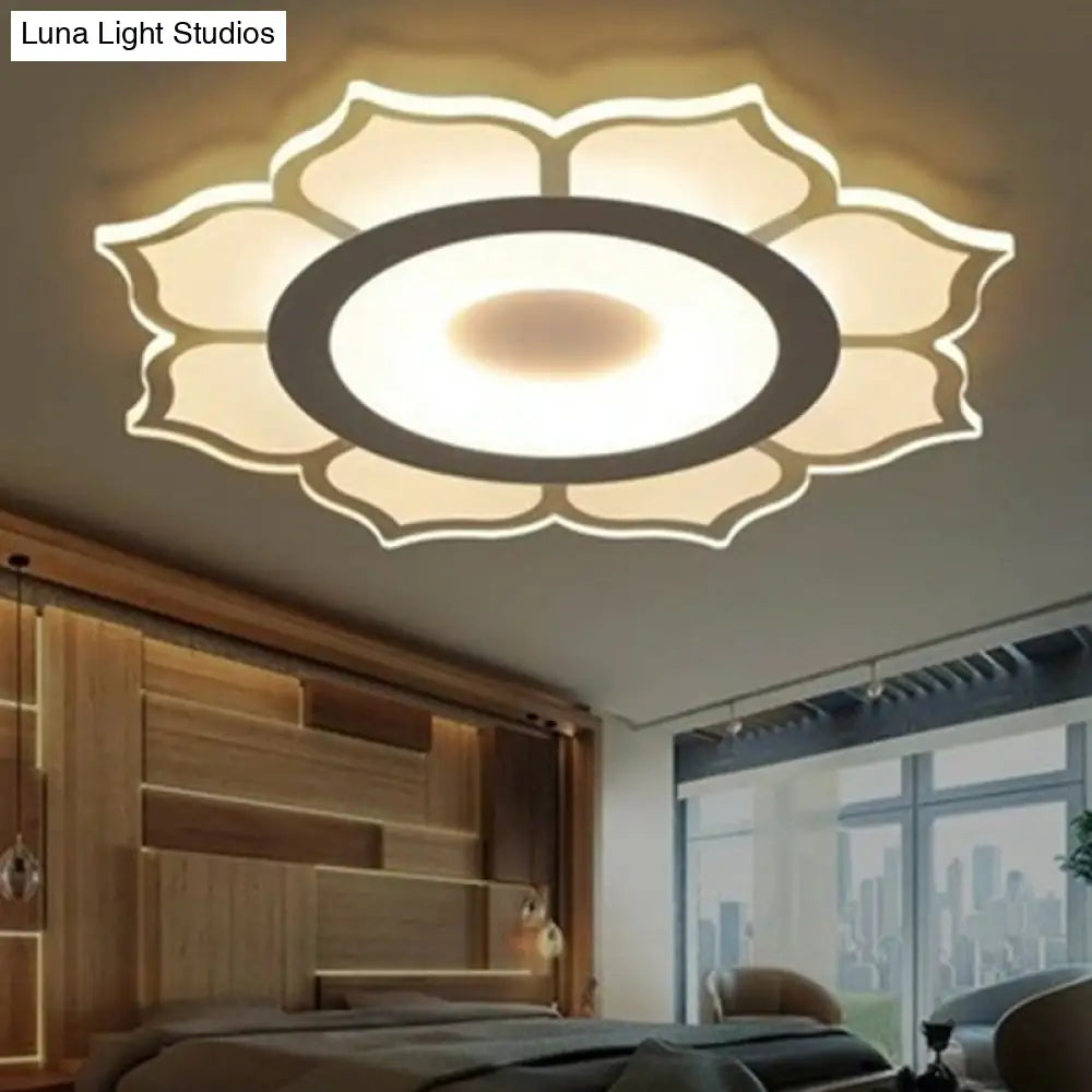 Minimalist Lotus Flush Mount Led Lighting For Living Room - Clear Acrylic Fixture