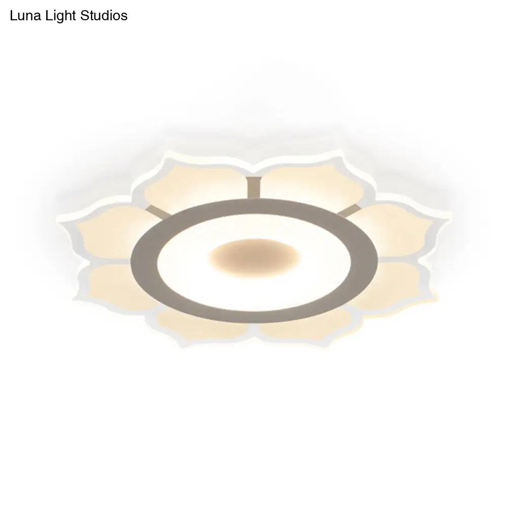 Minimalist Lotus Flush Mount Led Lighting For Living Room - Clear Acrylic Fixture