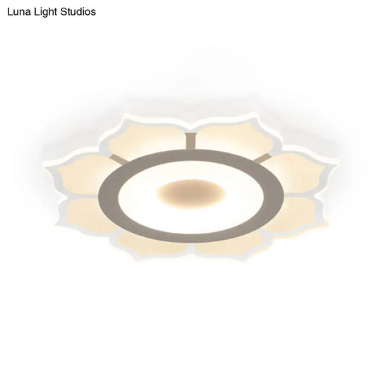 Minimalist Lotus Flush Mount Led Lighting For Living Room - Clear Acrylic Fixture