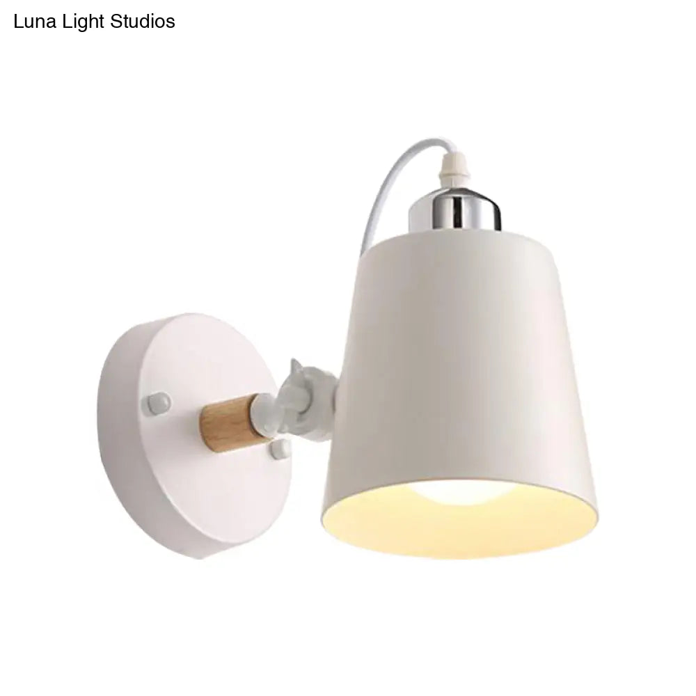 Minimalist Metal Conical Sconce Light Fixture - Gray/White/Pink/Yellow/Blue/Green