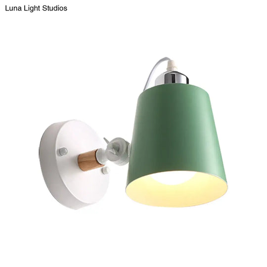 Minimalist Metal Conical Sconce Light Fixture - Gray/White/Pink/Yellow/Blue/Green