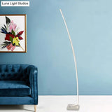 Minimalist Metal Curved Linear Led Floor Light With Foot Switch - Black/White/Gold Stand Up Lamp