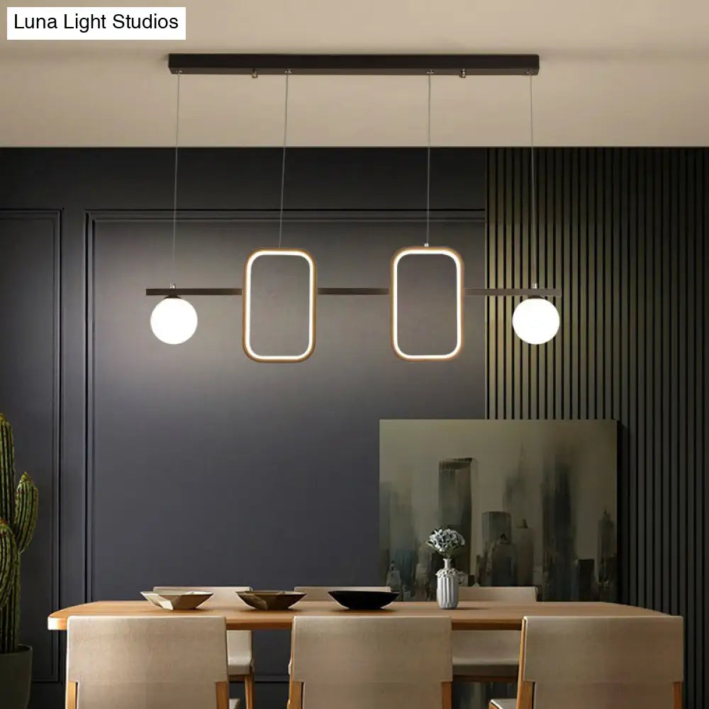 Minimalist Metal Dining Room Island Ceiling Light With Symmetrical Geometric Led Design And Cream