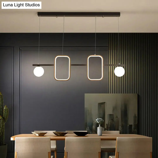Minimalist Metal Dining Room Island Ceiling Light With Symmetrical Geometric Led Design And Cream