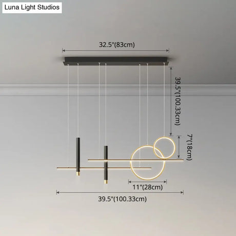 Minimalist Metal Dinner Suspension Lamp With Led Island Pendant And Spotlight