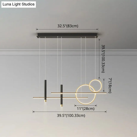 Minimalist Metal Dinner Suspension Lamp With Led Island Pendant And Spotlight