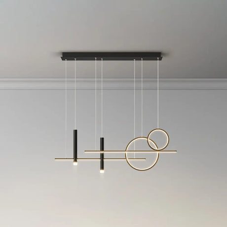 Minimalist Metal Dinner Suspension Lamp With Led Island Pendant And Spotlight Black / Remote Control