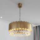 Minimalist Metal Drum Suspension Lamp With Led Pendant Chandelier - 23.5’ X 31.5’ Black/Gold
